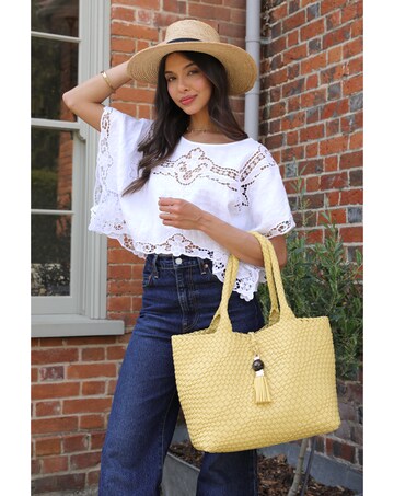 Luella Grey Saskia Yellow Woven Tote