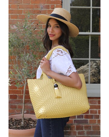 Luella Grey Saskia Yellow Woven Tote