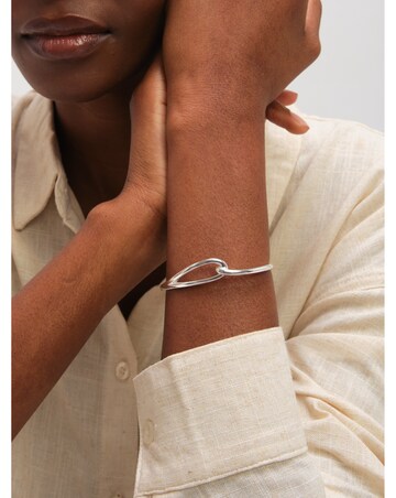 Inicio Sterling Silver Plated Polished Open Link Cuff - Gift Pouch