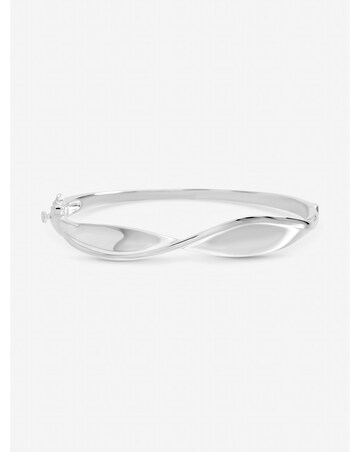 Inicio Sterling Silver Plated Polished Wave Bangle - Gift Pouch