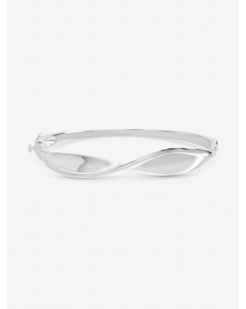 Inicio Sterling Silver Plated Polished Wave Bangle - Gift Pouch