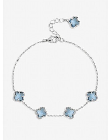 Inicio Sterling Silver Plated Light Sapphire Clover Bracelet - Gift Pouch