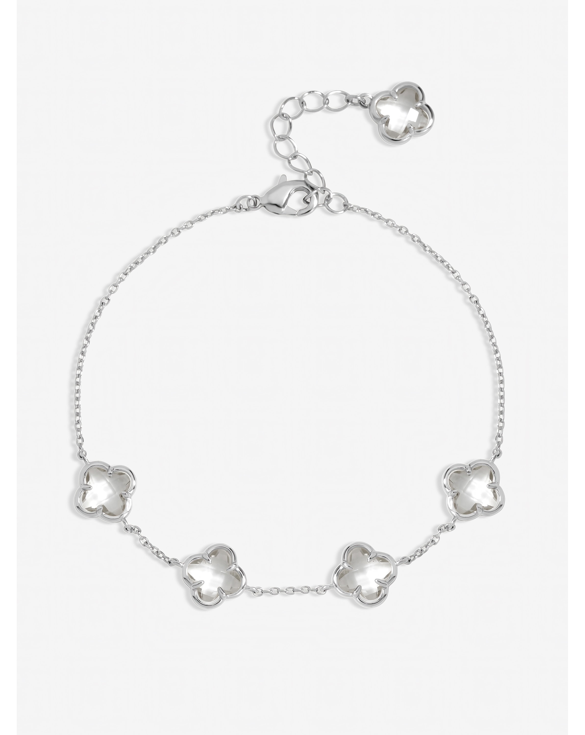 Silver Plated Crystal Clover Bracelet