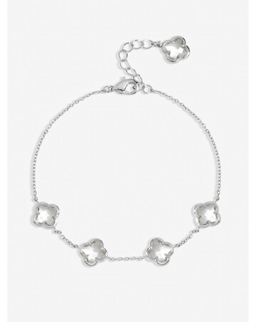 Inicio Sterling Silver Plated Crystal Clover Bracelet - Gift Pouch