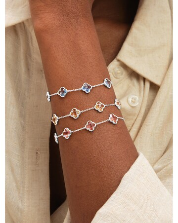 Inicio Sterling Silver Plated Crystal Clover Bracelet - Gift Pouch
