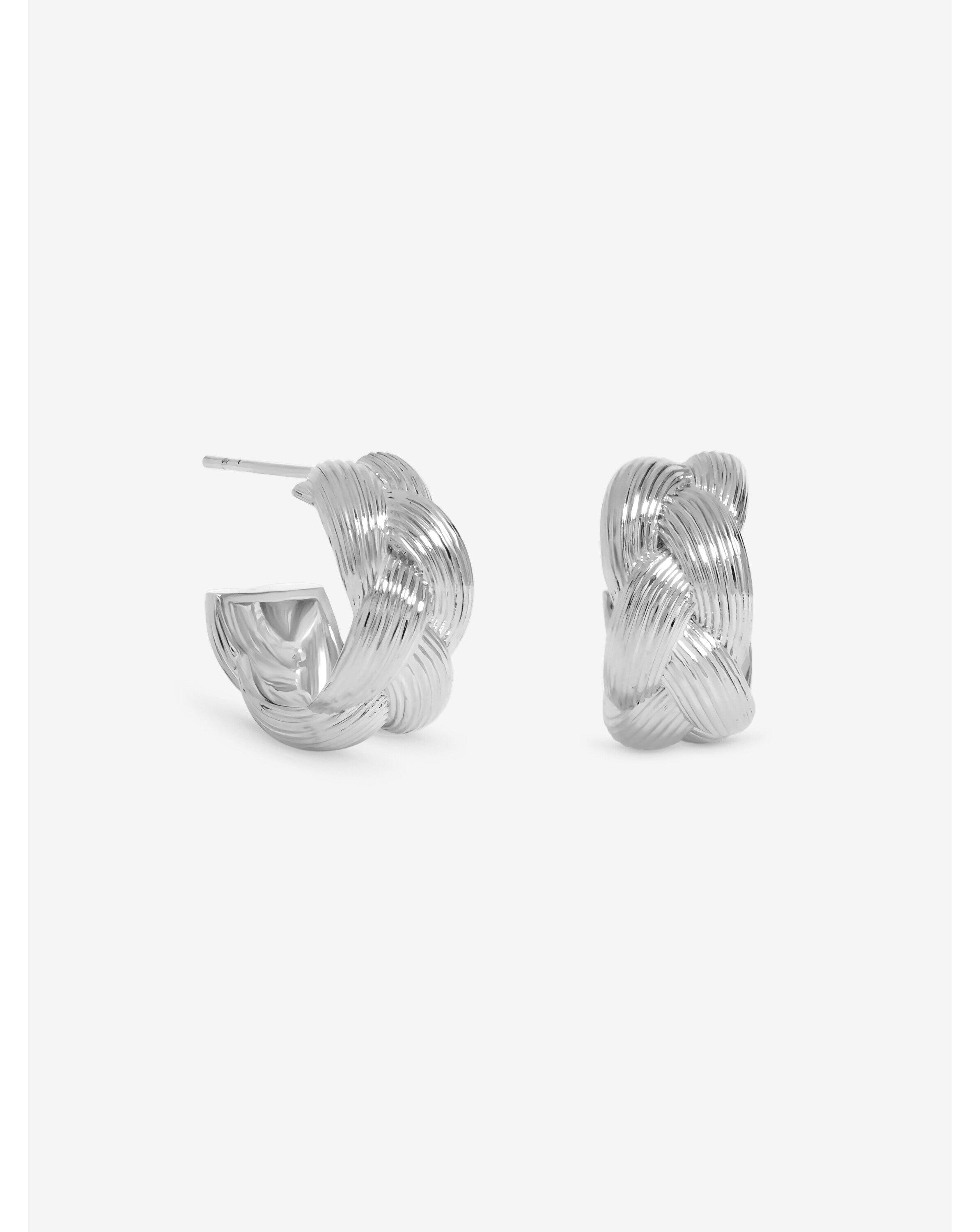 Silver Plated Satin Braided Hoops