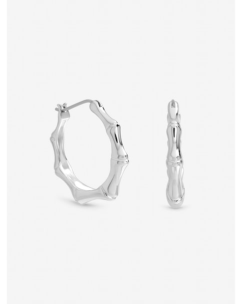 Inicio Sterling Silver Plated Polished Bamboo Hoops