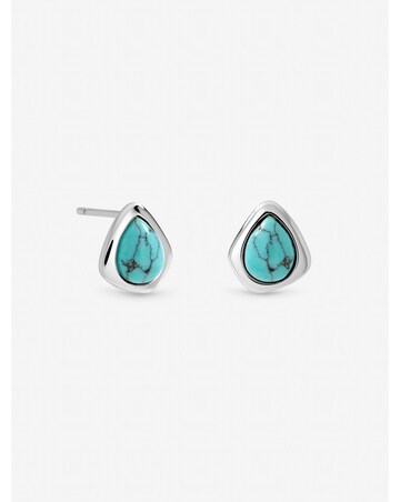 Inicio Sterling Silver Plated Turquoise Polished Stud Earrings