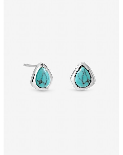 Inicio Sterling Silver Plated Turquoise Polished Stud Earrings