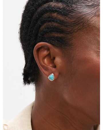 Inicio Sterling Silver Plated Turquoise Polished Stud Earrings