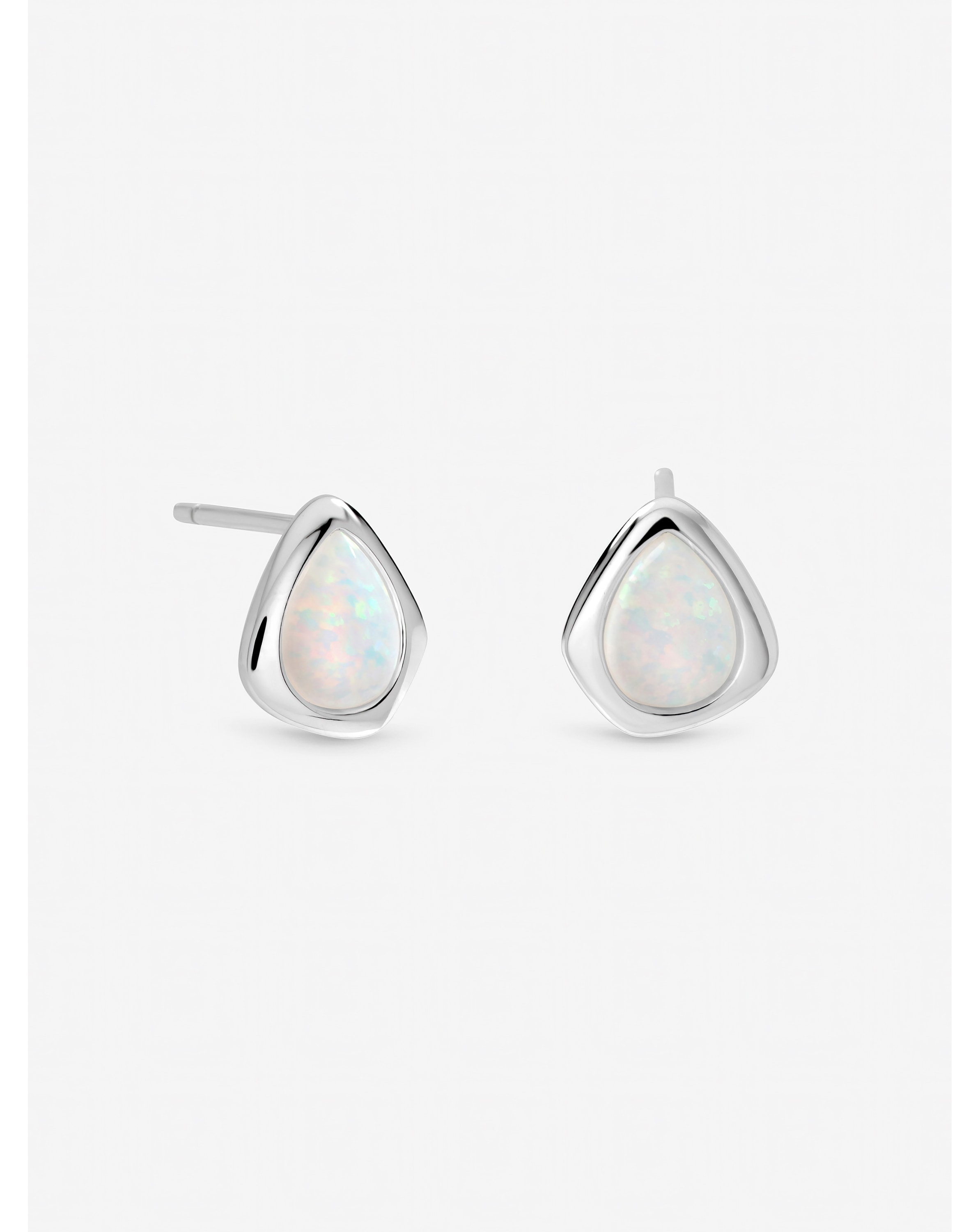 Sterling Silver Plated Opal Studs