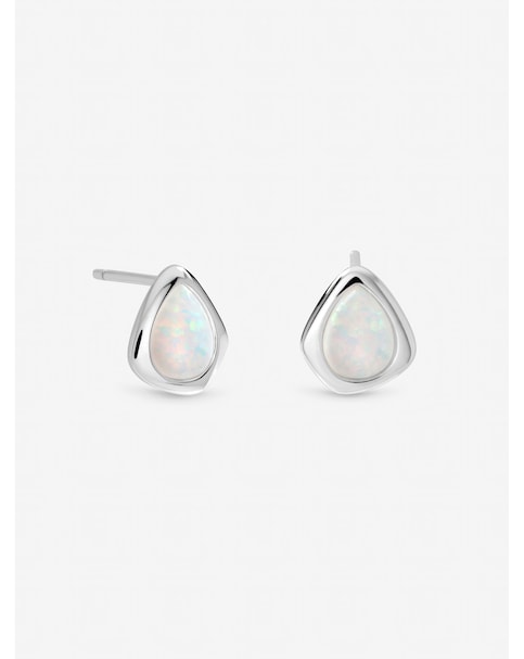 Inicio Sterling Silver Plated Opal Polished Stud Earrings