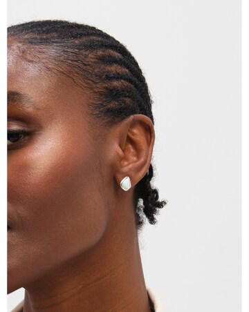 Inicio Sterling Silver Plated Opal Polished Stud Earrings