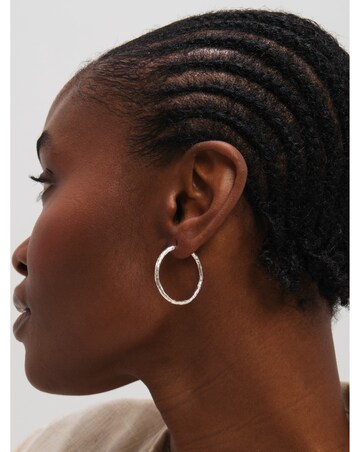 Inicio Sterling Silver Plated Molten Medium Sleeper Hoops