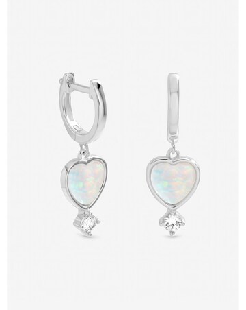 Inicio Sterling Silver Plated Opal Heart Charm Earrings