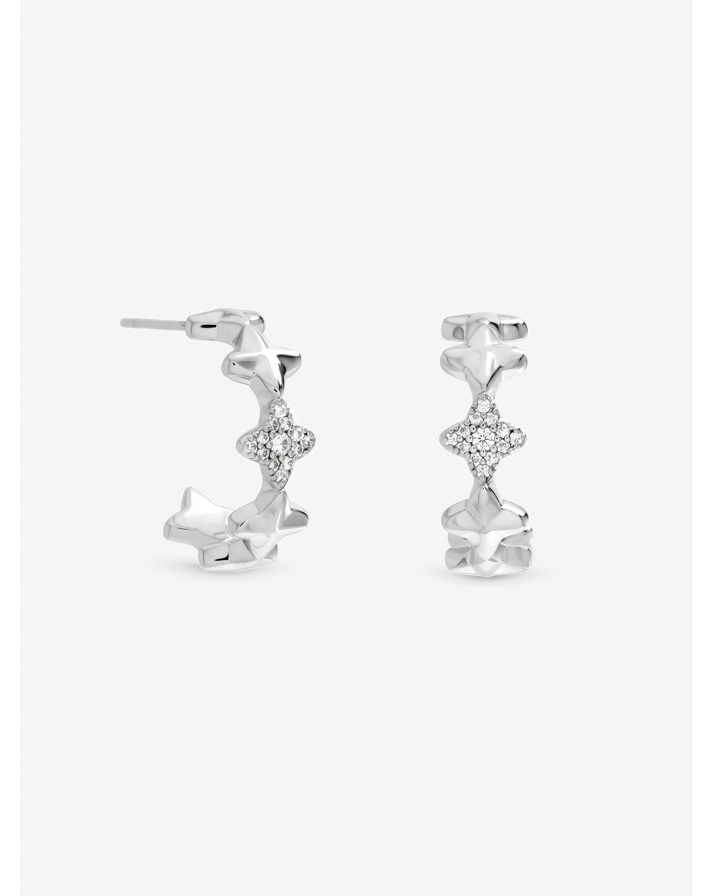 Silver Plated Celestial Star Hoops