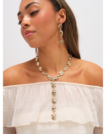 Mood Gold Polished Molten Y-Drop Necklace