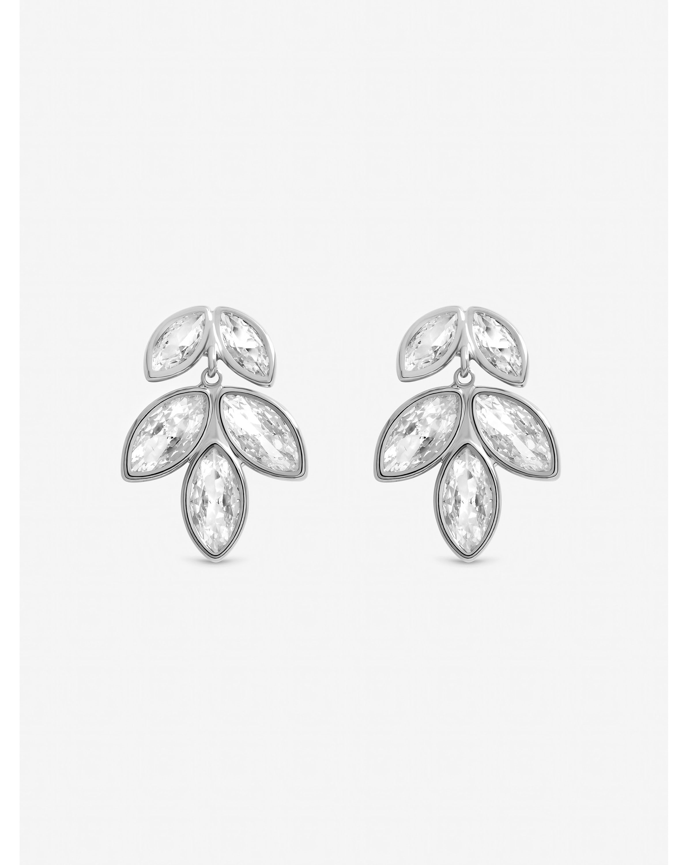 Silver Plated Crystal Floral Earrings