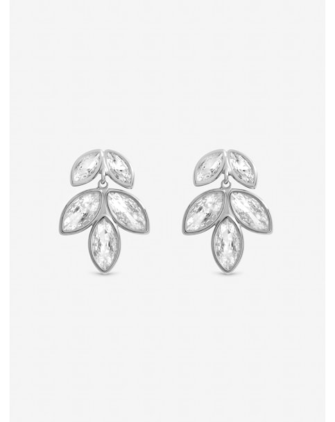 Inicio Sterling Silver Plated Crystal Floral Drop Earrings