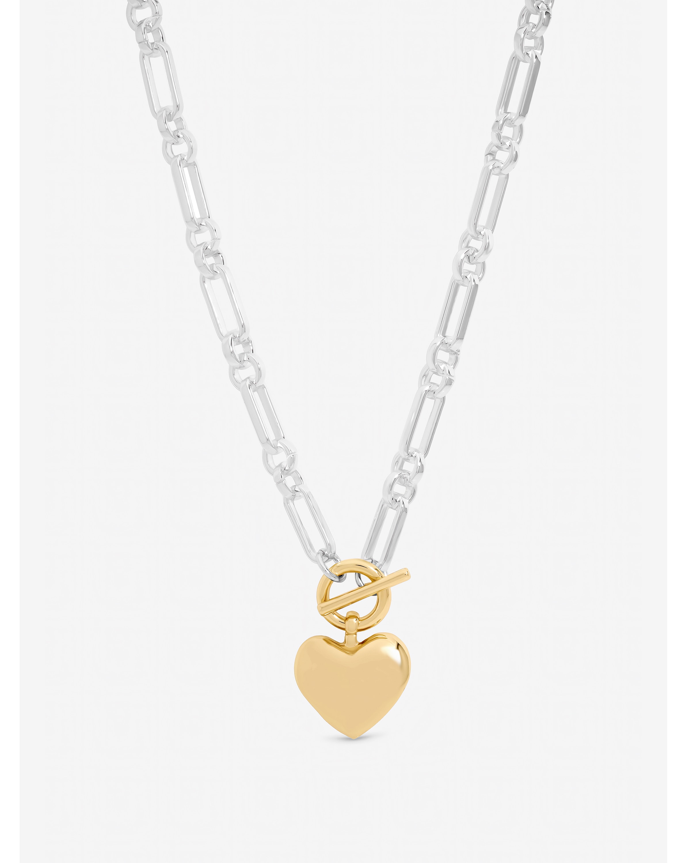Mood Two Tone Heart Link Necklace