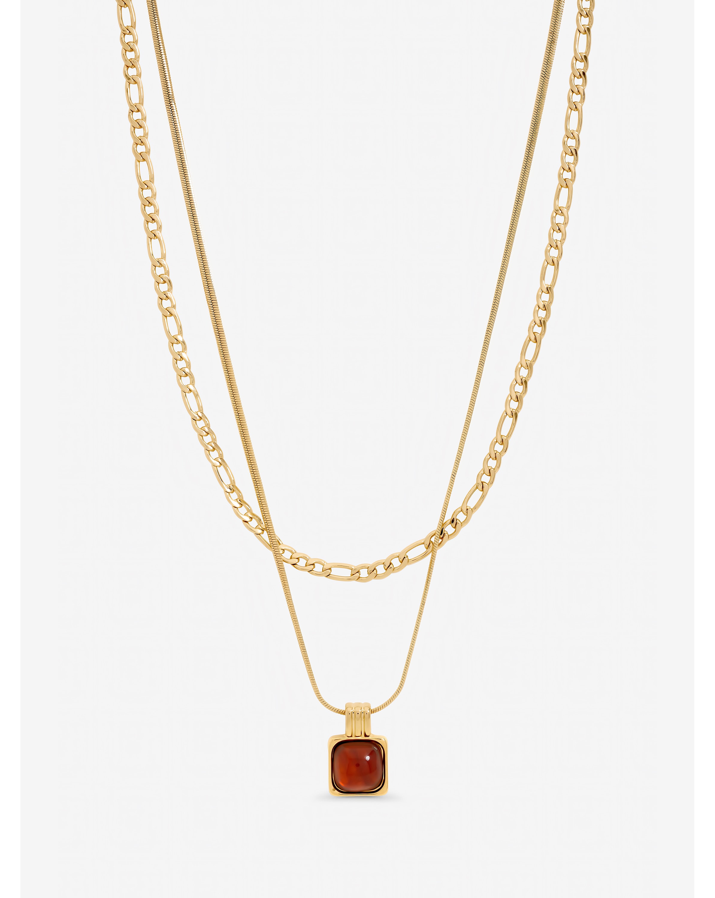 Gold Plated Layer Chain Resin Necklace