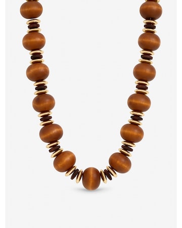 Mood Gold Plated and Wood Orb Necklace