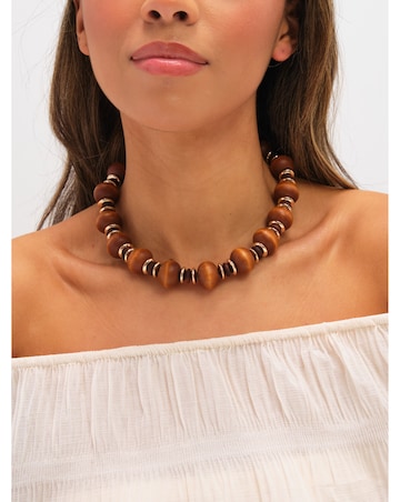 Mood Gold Plated and Wood Orb Necklace