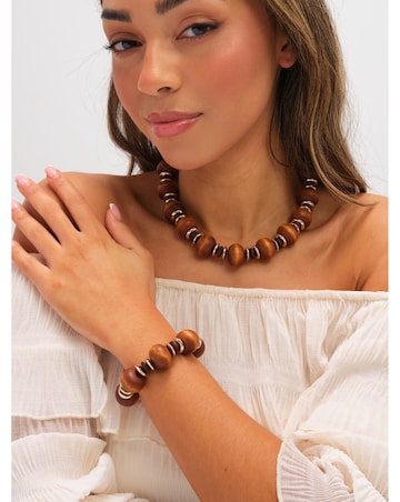 Mood Gold Plated and Wood Orb Necklace