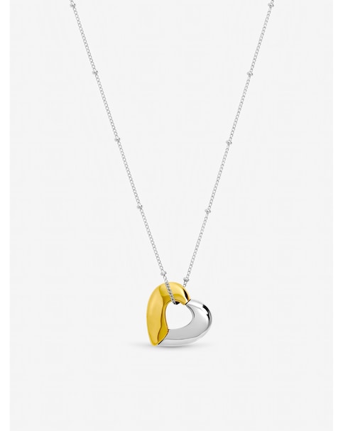 Inicio Sterling Silver Plated Two Tone Heart Necklace - Gift Pouch