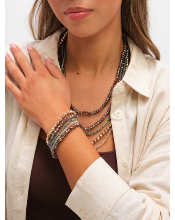 Mood Gold Plated and Polished Multi Colour Beaded Multirow Necklace