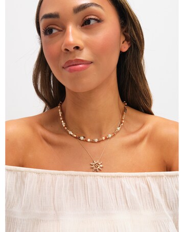 Mood Gold Plated Beaded Sun Double Row Necklace