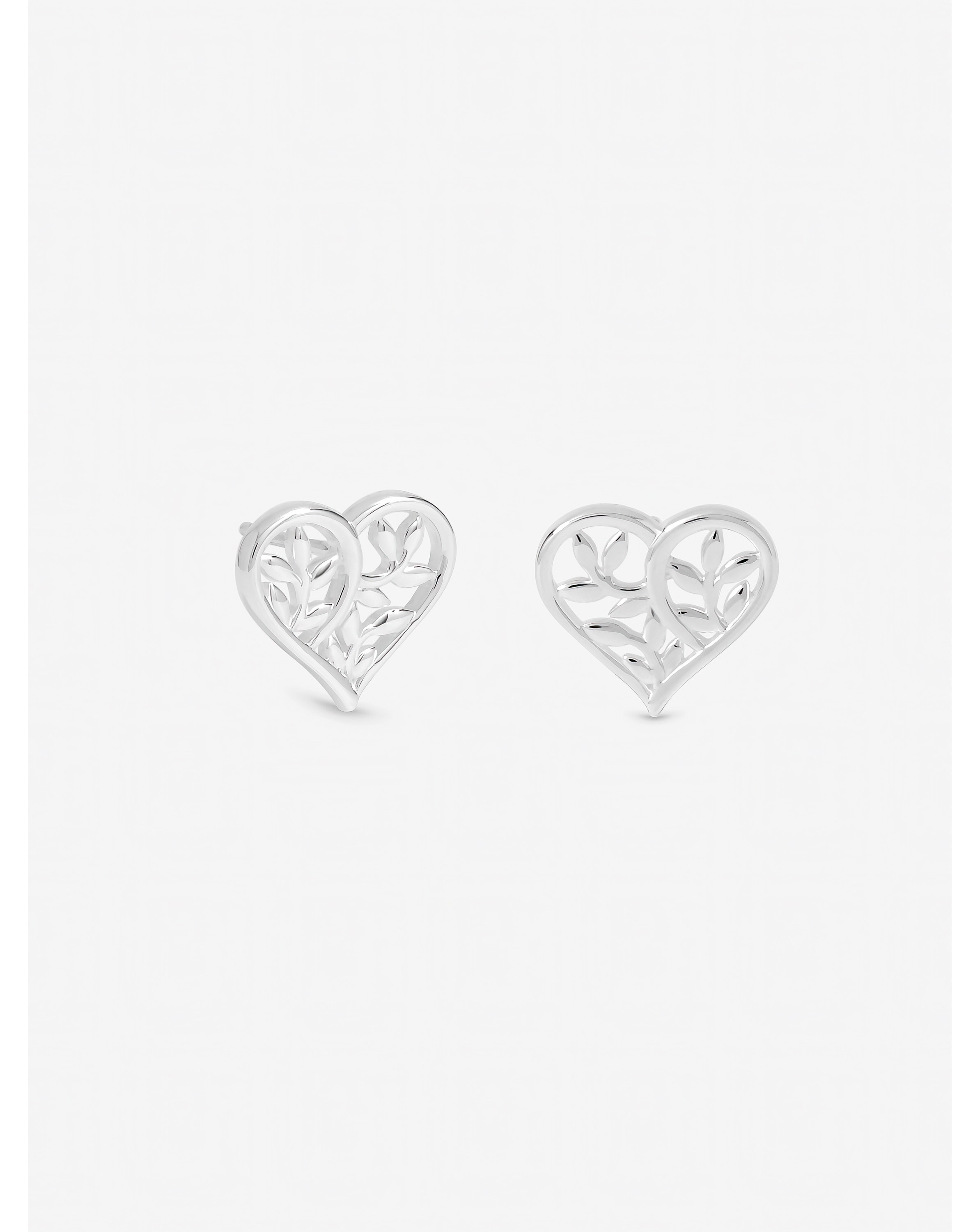 Silver Plated Tree Of Love Heart Studs