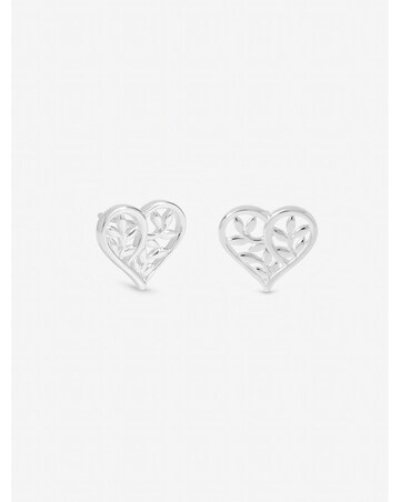 Inicio Sterling Silver Plated Tree Of Love Heart Stud Earrings