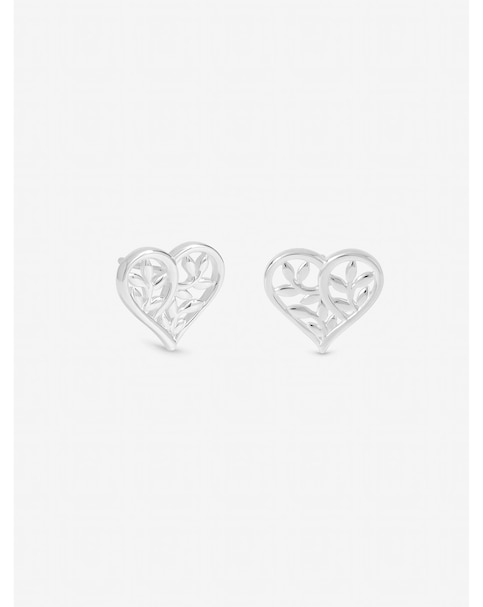 Inicio Sterling Silver Plated Tree Of Love Heart Stud Earrings