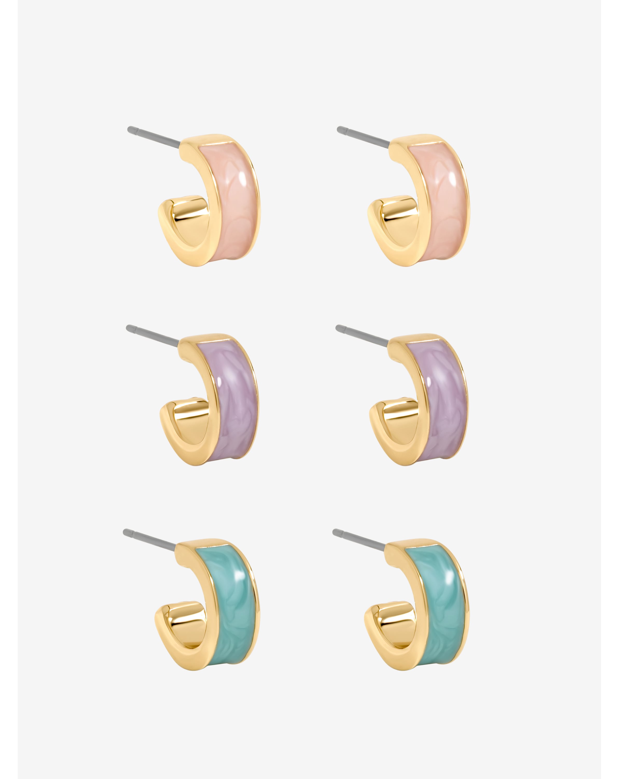 Gold Plated Pastel Hoops - Pack of 3