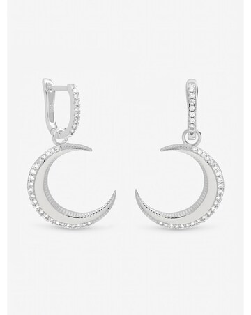 Inicio Sterling Silver Plated Pave Crescent Hoops