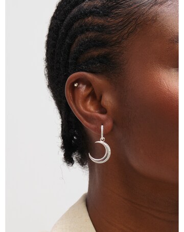 Inicio Sterling Silver Plated Pave Crescent Hoops