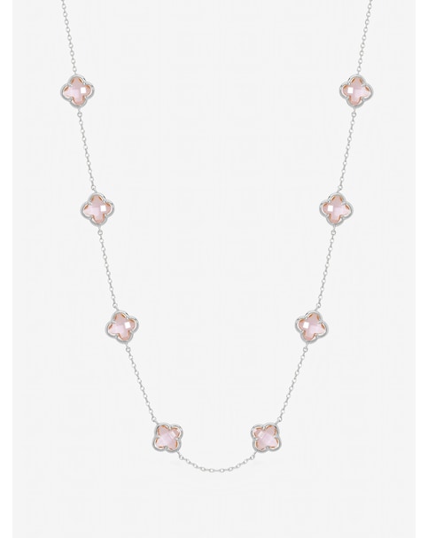 Inicio Sterling Silver Plated Vintage Rose Clover Necklace - Gift Pouch