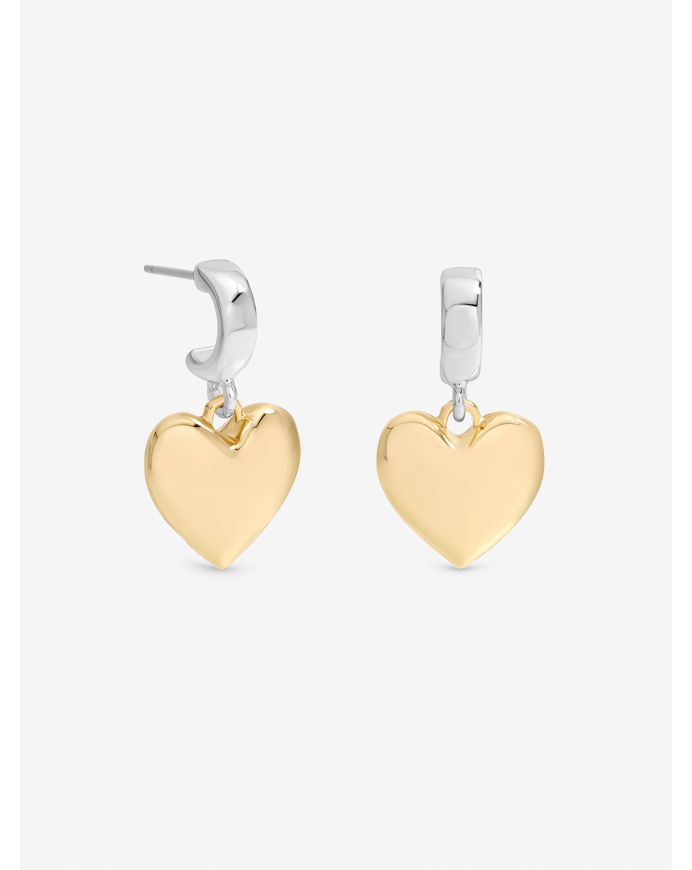 Mood Two Tone Heart Huggie Earrings
