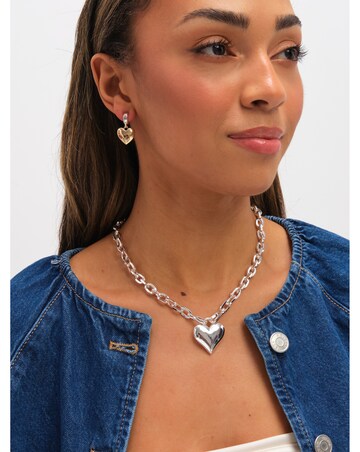 Mood Two Tone Heart Huggie Earrings