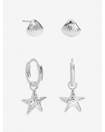 Inicio Sterling Silver Plated Starfish Earrings - Pack of 2