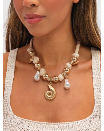 Mood Gold Plated Statement Rope Shell Necklace