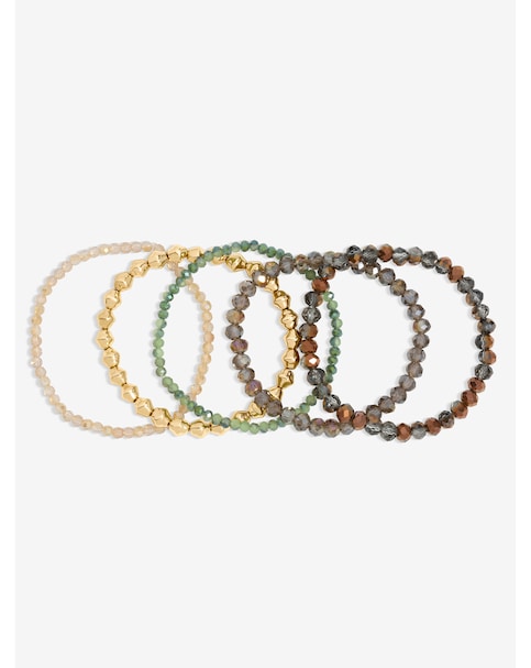 Mood Gold Plated and Polished Multi-Colour Beaded Bracelets - Pack of 5