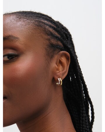 Inicio Sterling Silver Plated Two Tone Double Row Hoop Earrings