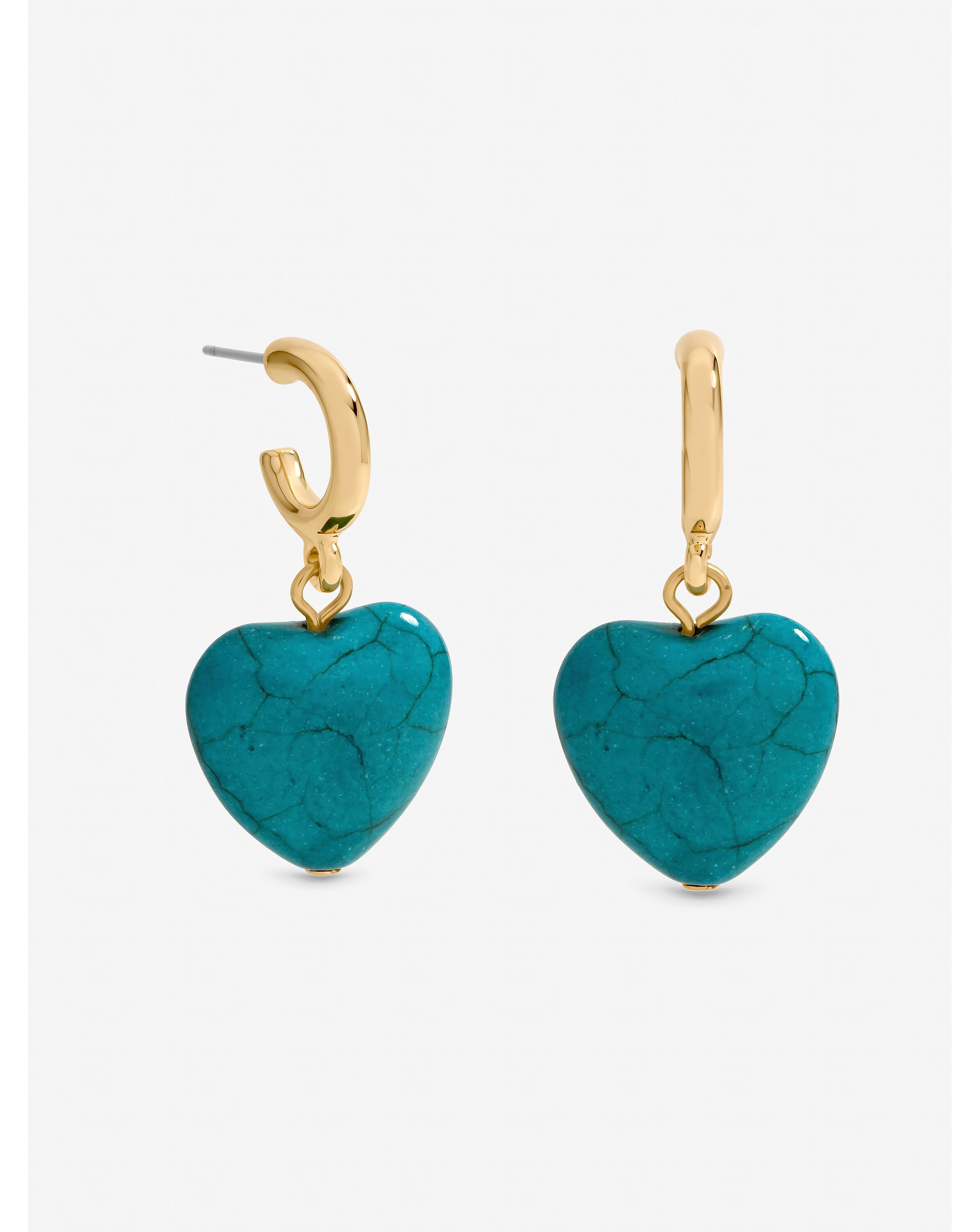 Gold Plated Turquoise Heart Huggies