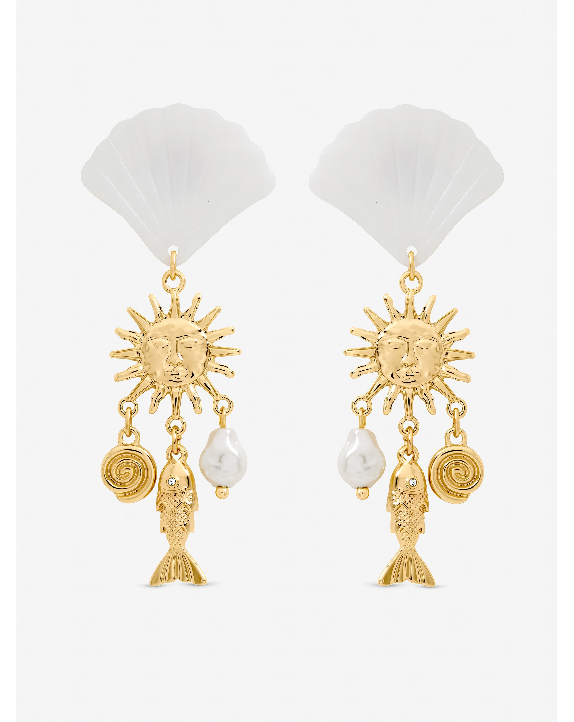 Gold Plated Shell Drop Earrings