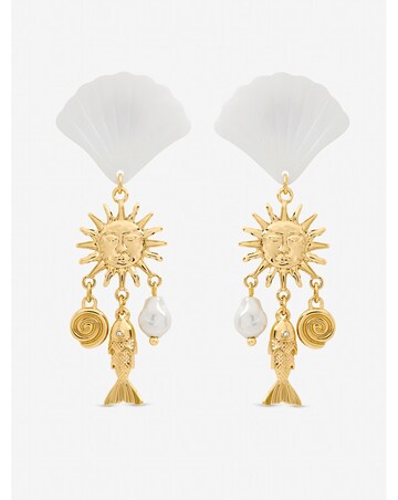 Mood Gold Plated Statement Shell Drop Earrings