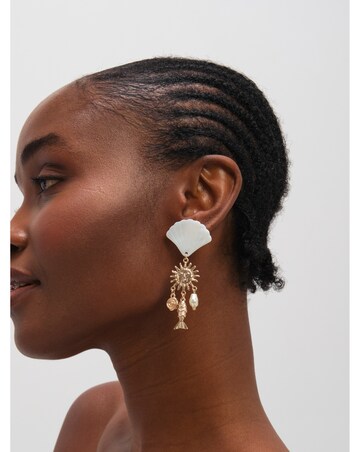 Mood Gold Plated Statement Shell Drop Earrings