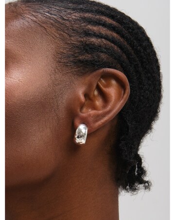 Inicio Sterling Silver Plated Molten Hoop Earrings