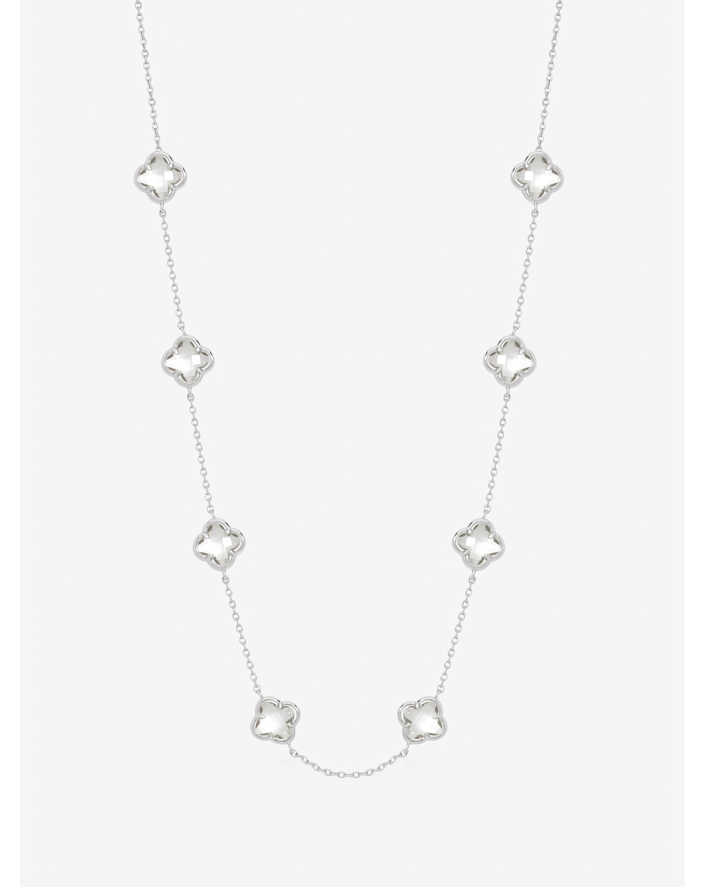 Silver Plated Crystal Clover Necklace